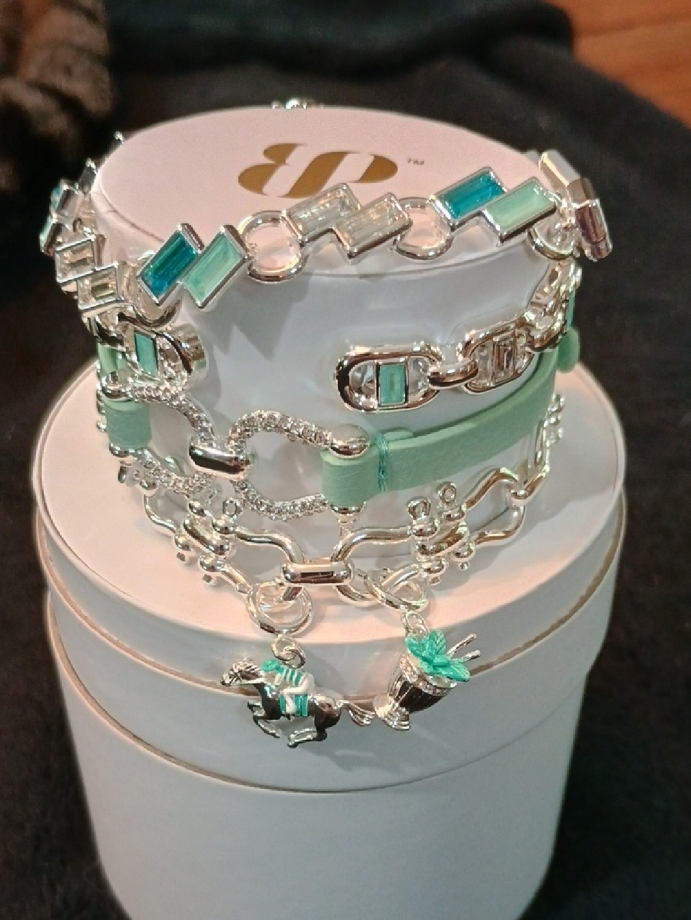 Kentucky Derby Silver Charm Bracelet with Turquoise Horse & Cup Charms - Picture 9 of 10